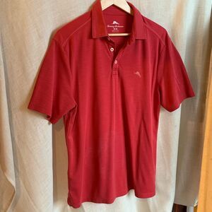 Tommy Bahama Mens Golf Short Sleeve Polo Shirt Size M Red Preppy Performance